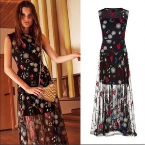 Maje “Rosia” long embroidered dress